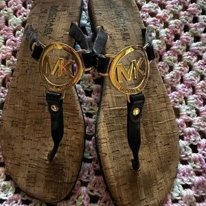 Michael Kors Black and Gold Men's Flip Flops